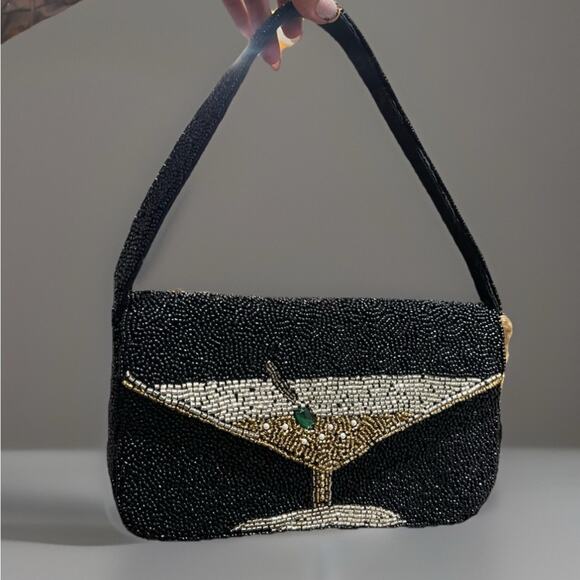 Elegant Black Beaded Handbag - Picture 1 of 6